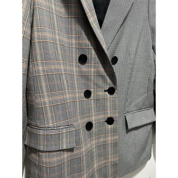 Tibi Two Tone Check Plaid Steward Double Breasted Blazer Women's 12 Chic NO BELT - Picture 3 of 13